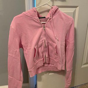 Brandy Melville Pink Cropped Zip Up Jacket